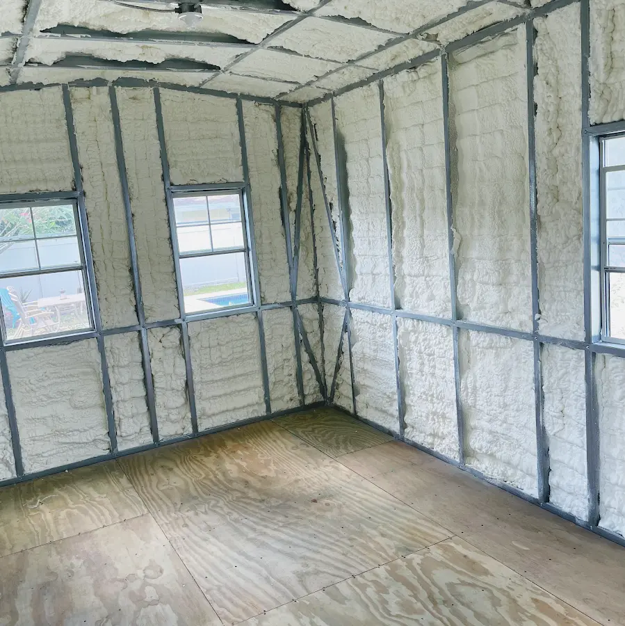 Closed-cell spray foam insulation applied to wall cavities in a residential project in Royal Oak